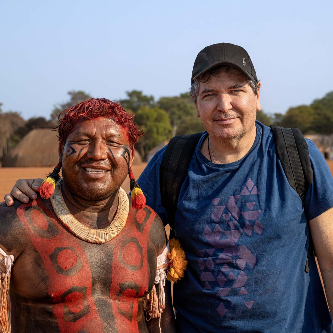 Fotografia da expedição com Cláudio Colavolpe no Xingu